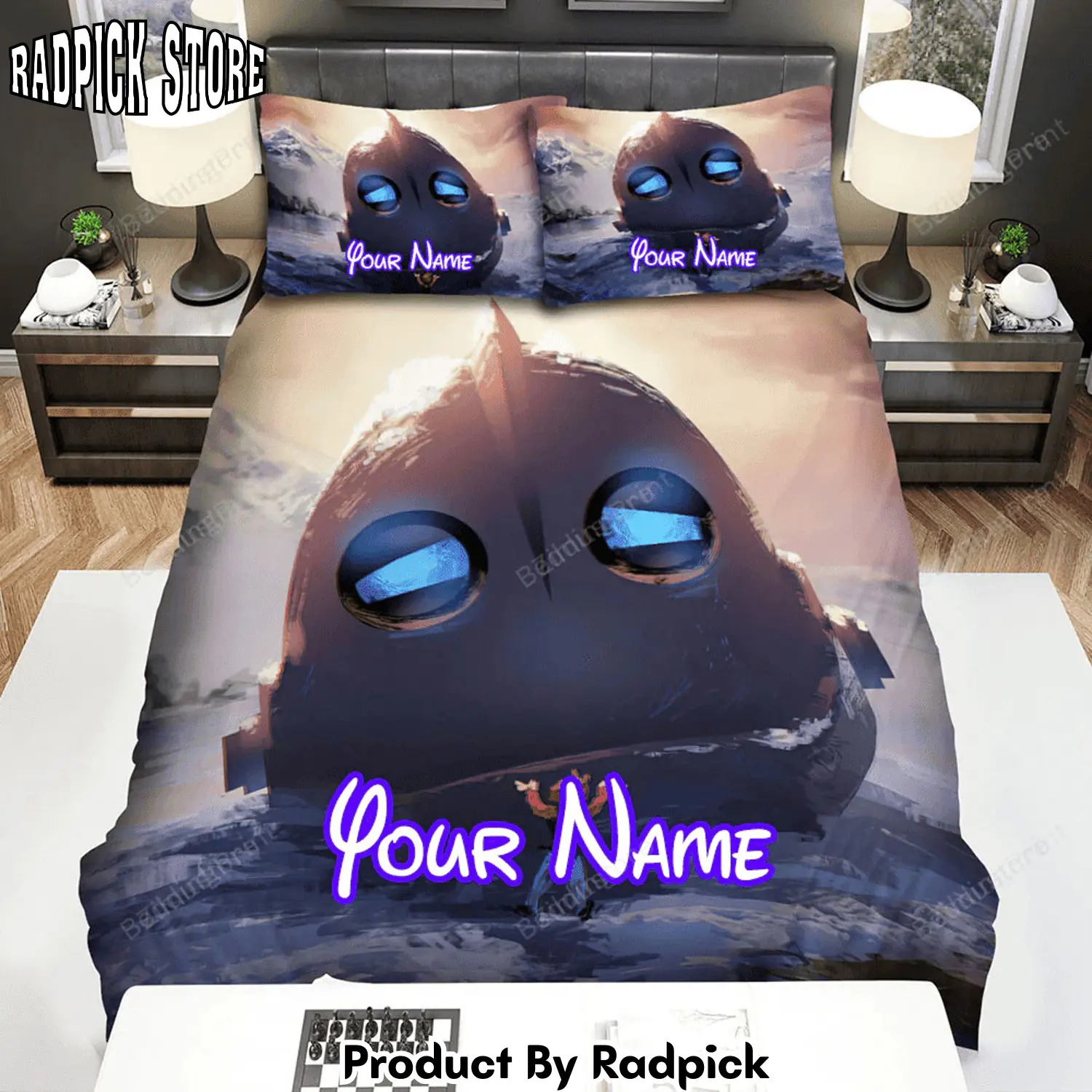 Radpick the iron giant robots head movie poster bed sheets duvet cover personalized name bedding sets rp3271185
